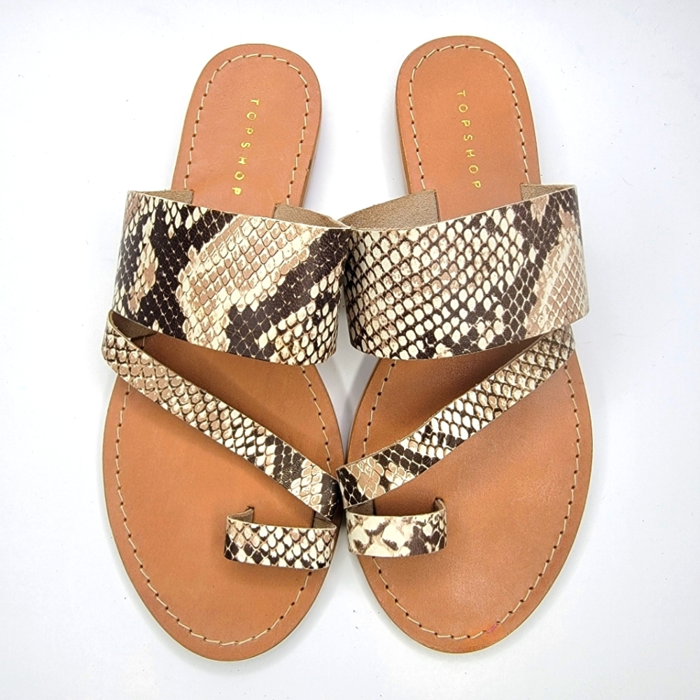 Topshop Faux Snakeskin Slides Size 38